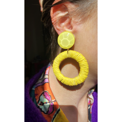 Boucles d'oreilles clips" Francine BRAMLI"jaune