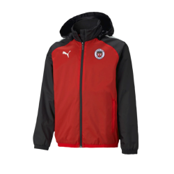 Veste imperméable à capuche rouge et noir Puma TeamLiga